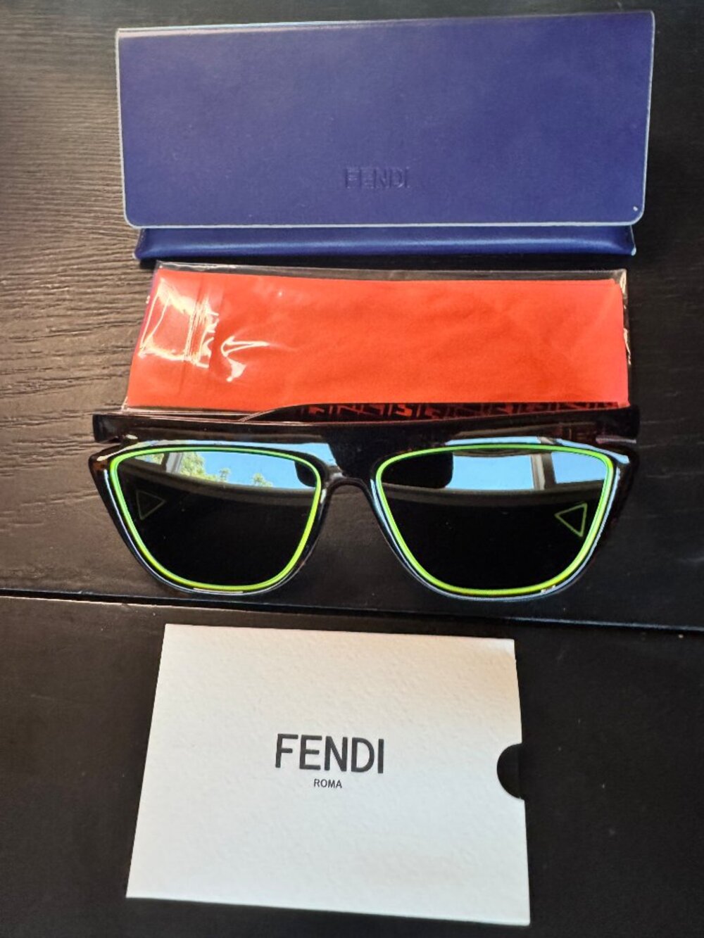 NWT FENDI FF 0384/S Havana Yellow Sunglasses 55 - Complete Set